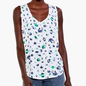 Nic + Zoe NWT Garden Party Tank Size PP XS Petite Tea Pots Kettle Novelty Print